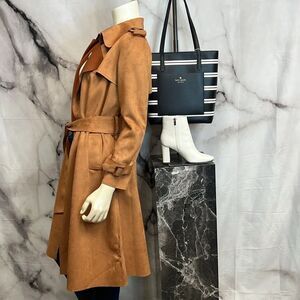 * Few Moda Brown vegan suede coat with tie *